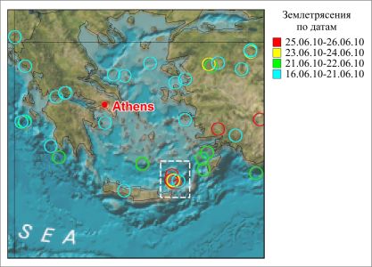 Землетрясения в греческой зоне за 16.06.2010–25.06.2010