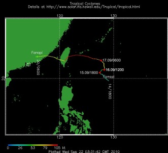 Траектория тайфуна Fanapi