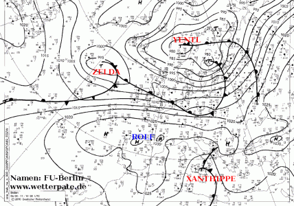 Приземный анализ по данным Берлинского института метеорологии от 04.11.2010 00:00 UTC 