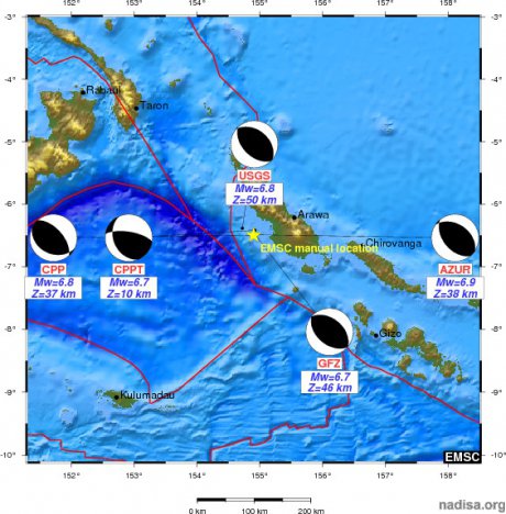 Землетрясение магнитудой 7,1 произошло у берегов Папуа-Новой Гвинеи