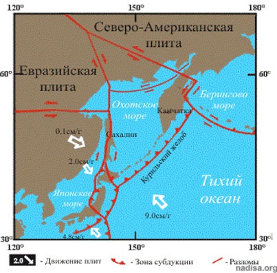 Карта тектонических разломов сахалина