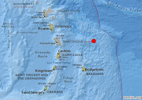На Малых Антильских островах зафиксировано землетрясение в 6,5 балла