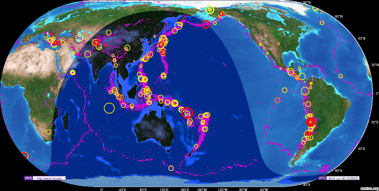 Атлас землетрясений. Карта сейсмической активности. Карта будущих землетрясений. Сейсмический мониторинг.