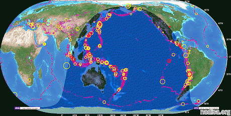 Сводка землетрясений за последние 24 часа. Обновляется ежедневно