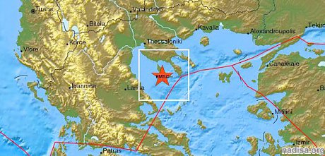 У греческого полуострова Халкидики произошло землетрясение магнитудой 5,0