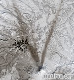 Спутник получил необычный снимок пеплопада у российского вулкана