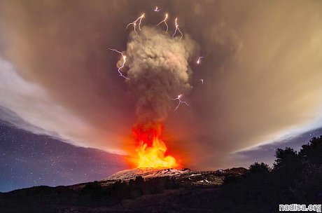 Пользователи соцсетей запечатлели извержение вулкана Этна в Италии