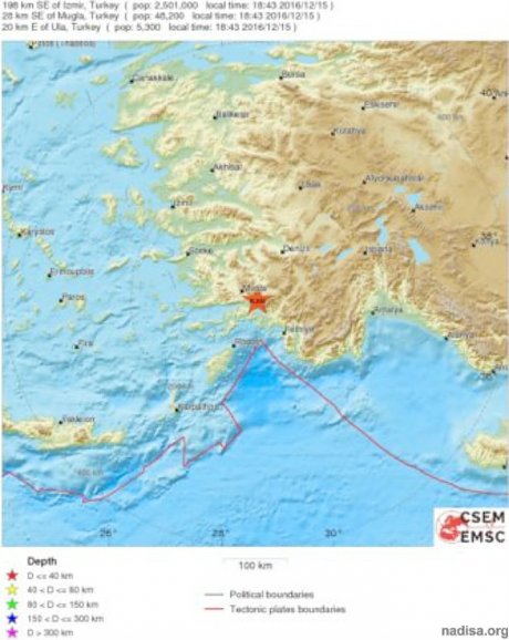 На западном побережье Турции было ощутимым землетрясение