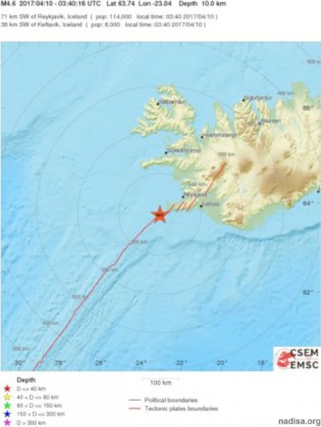 Землетрясение магнитудой 4,6 «сотрясло» Исландию