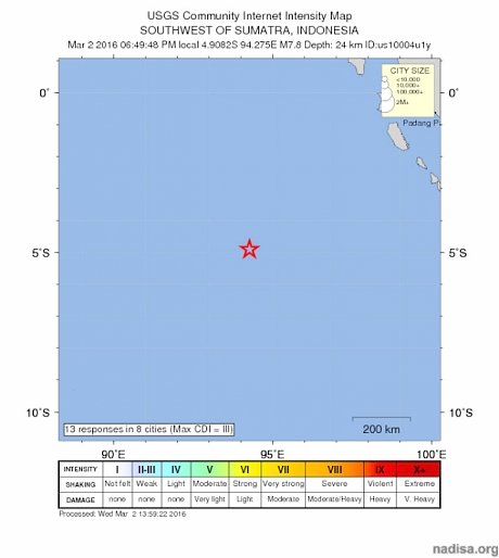 Землетрясение магнитудой 8,1 произошло у берегов Индонезии
