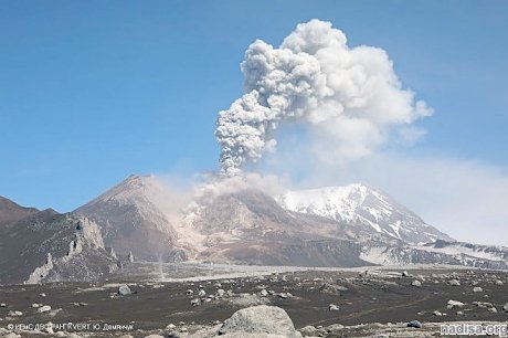 Камчатский вулкан Ключевской за два дня выбросил три мощных столба пепла