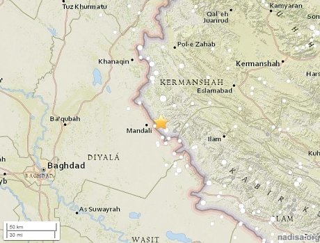 На границе Ирана и Ирака произошла серия землетрясений